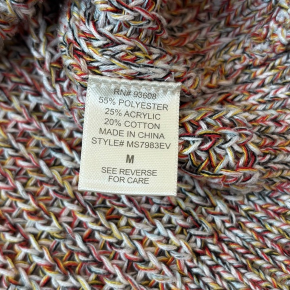 Marled Multicolor Crewneck Pullover Sweater with Split Back Openings, size M - Picture 6 of 8